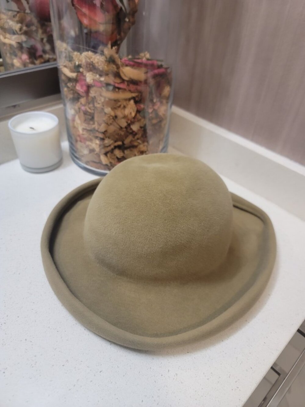 Eric Javits 1980s Hat Vintage USA Chocolate Olive Green Wool Designer Squishee - Picture 3 of 7